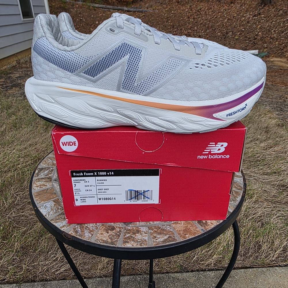 New Balance 1080 V14 W1080G14 Gray Running Shoes Women’s Size 7 D Wide With Box